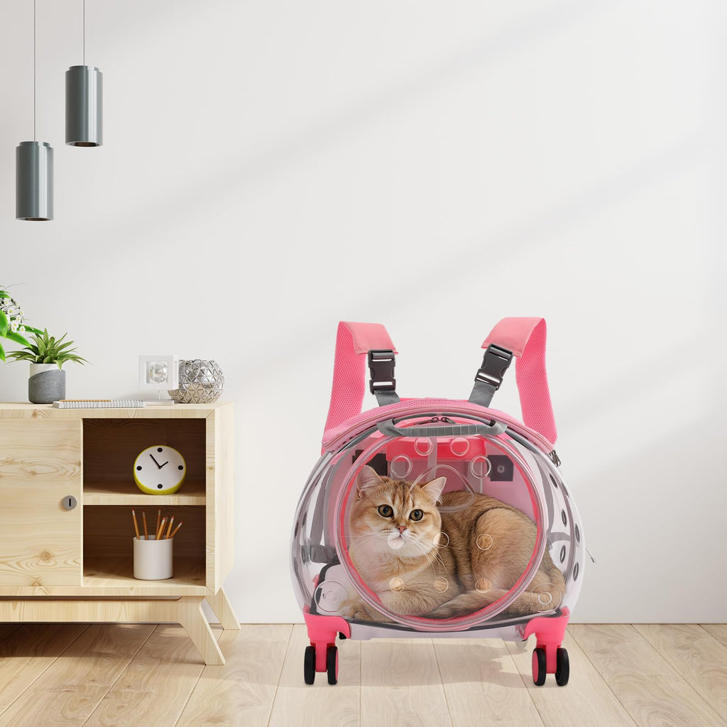 Pink Pet Trolley Case with Shock-Absorbing Wheels K86436