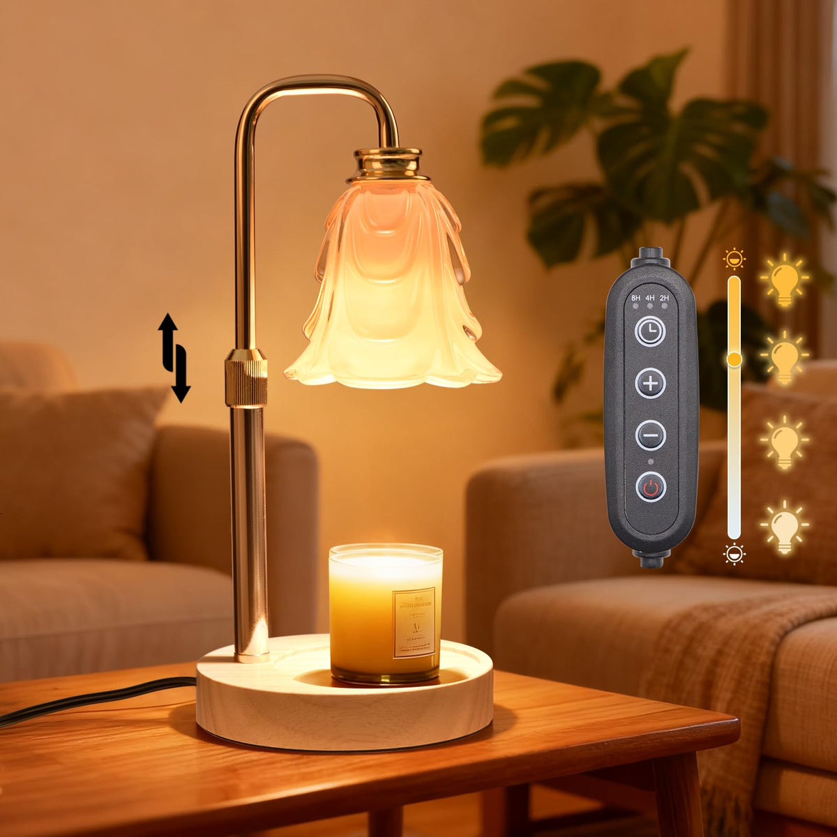 Adjustable Height Candle Warmer Lamp with Timer and Dimmer X8513