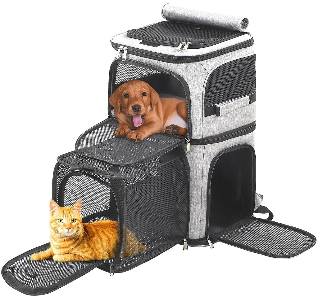 Expandable Cat Backpack Carrier for 2 Cats, 7 Windows, Foldable W178