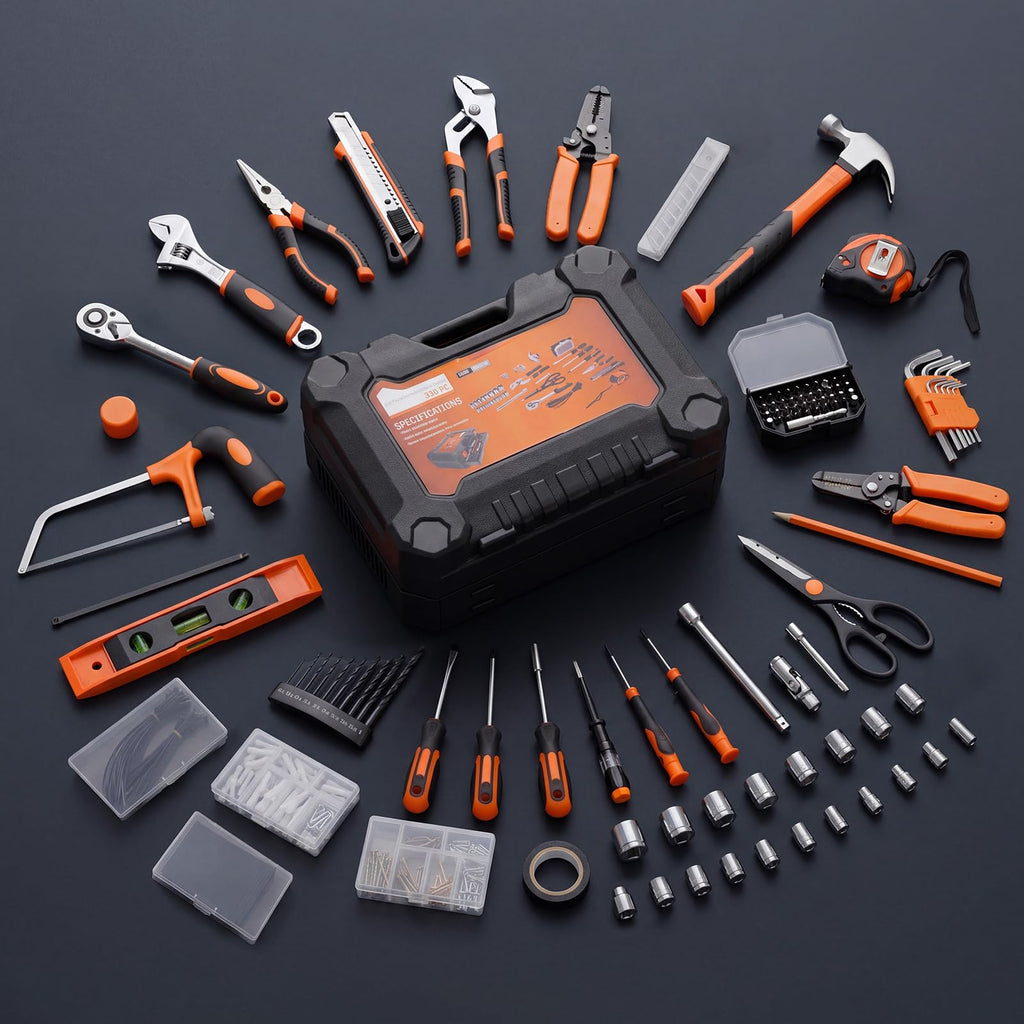 330 Piece Carbon & Cr-V Steel Home Repair Tool Kit T80986