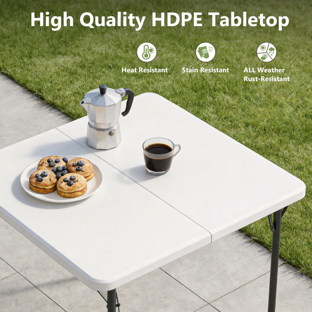 Folding Table, 36 Inch Square Foldable Card Table with Carrying Handle Y2035