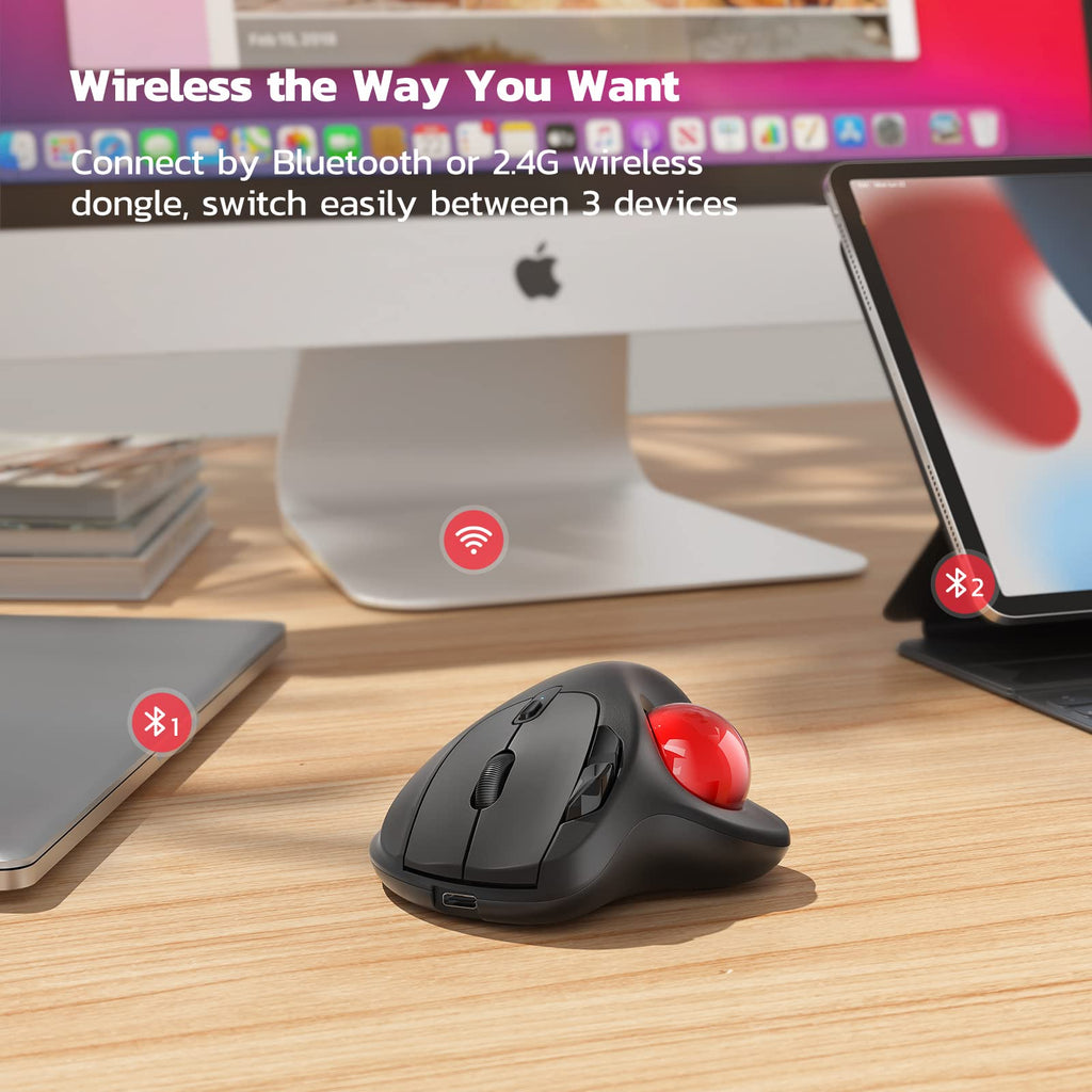 Wireless Ergonomic Thumb Control Trackball Mouse N694682