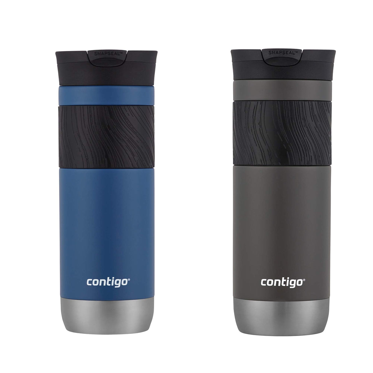 Vacuum-Insulated Stainless Steel Travel Mug 2-Pack & Stainless Steel Travel Mug with Handle and Leak-Proof Lid N504