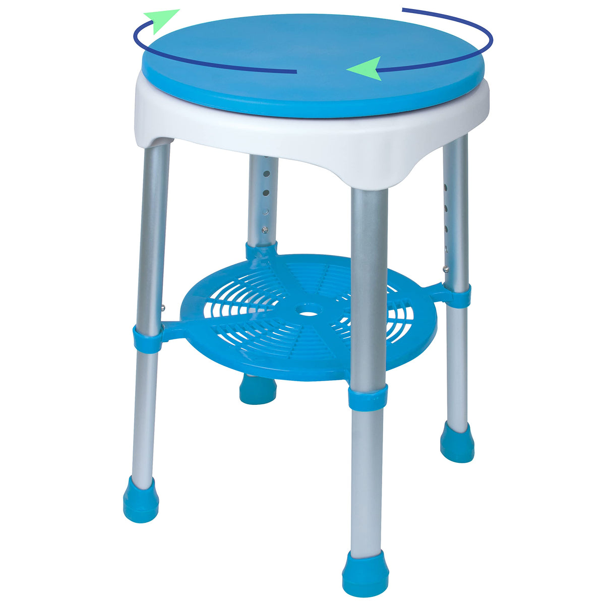 Adjustable Rotating Bath and Shower Stool with Storage Tray I182
