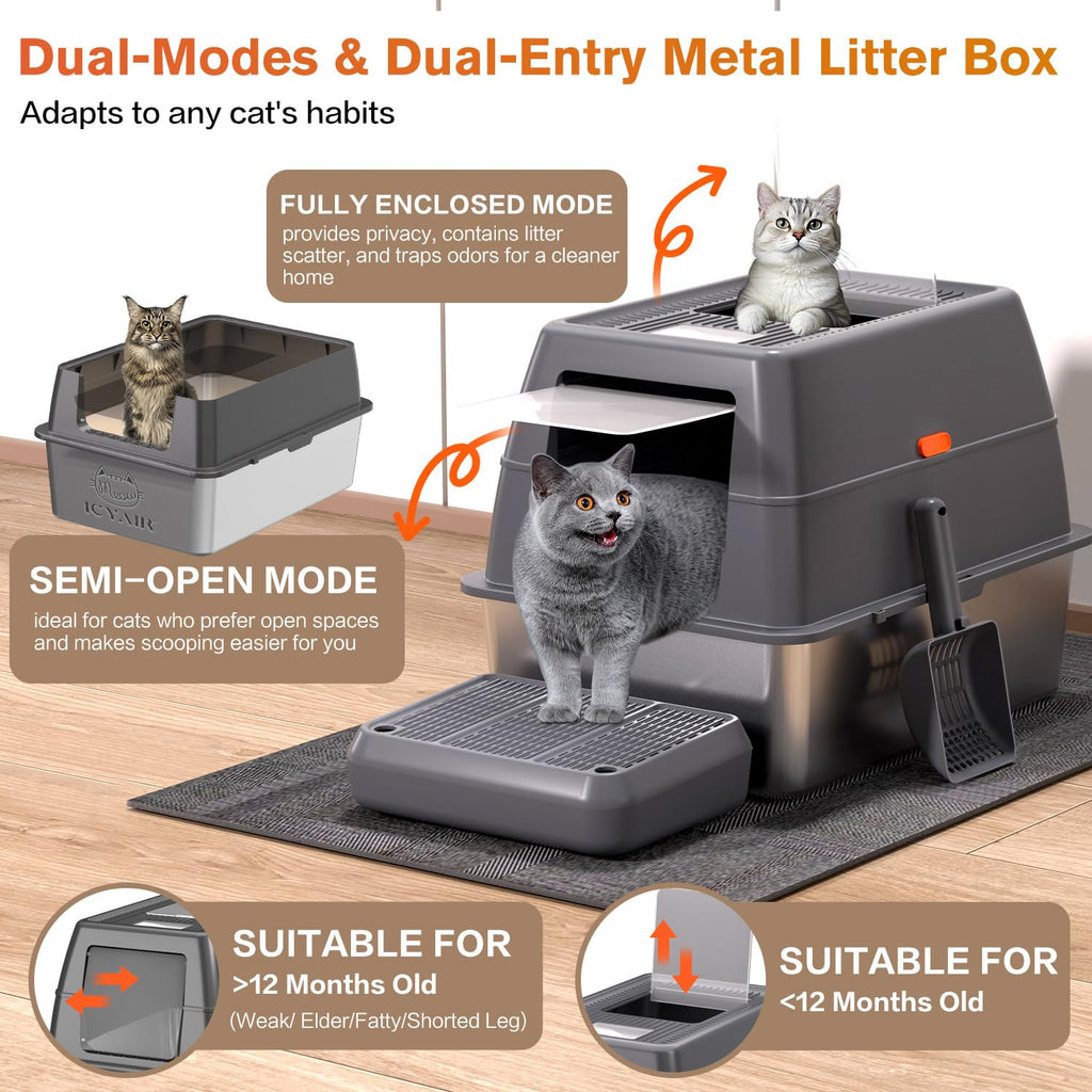 XXXL Stainless Steel Litter Box with Lid Y4150