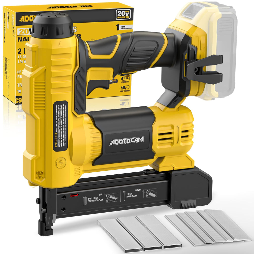 Cordless Brad Nailer 2 in 1 Nail Gun with 1000 Nails and 500 Staples U6464