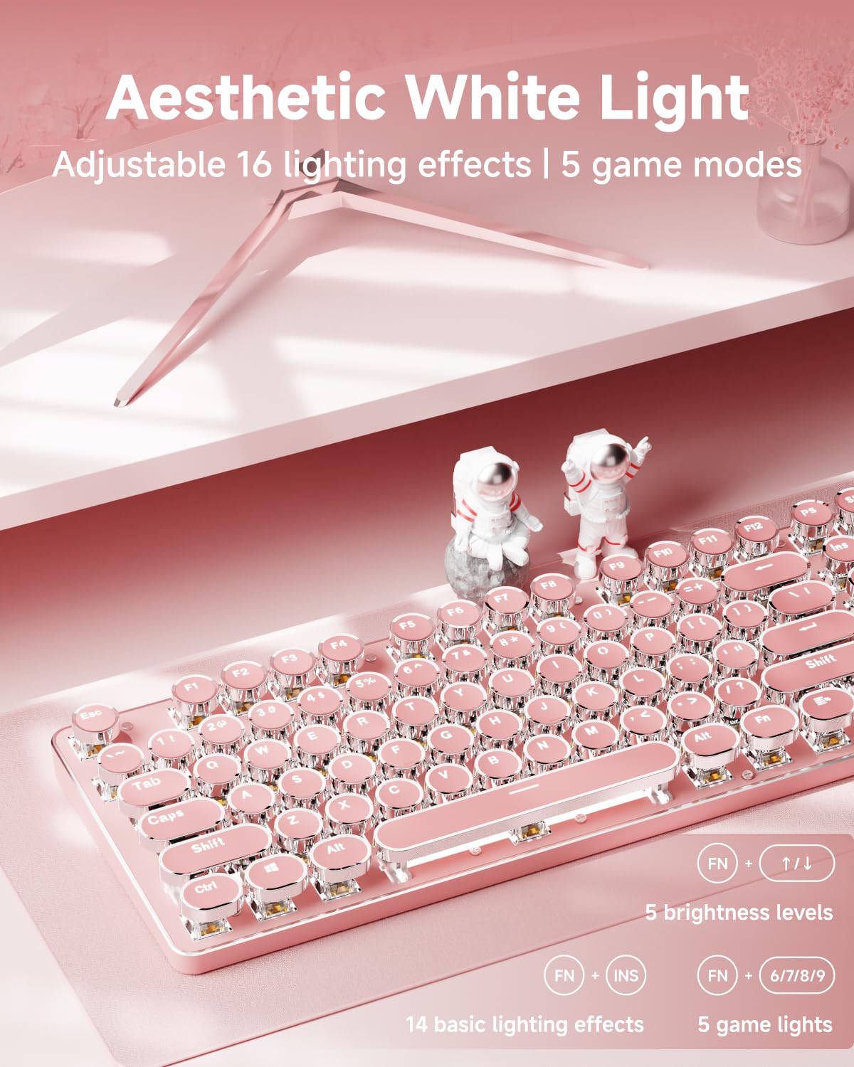 Pink Wireless Mechanical Keyboard T200