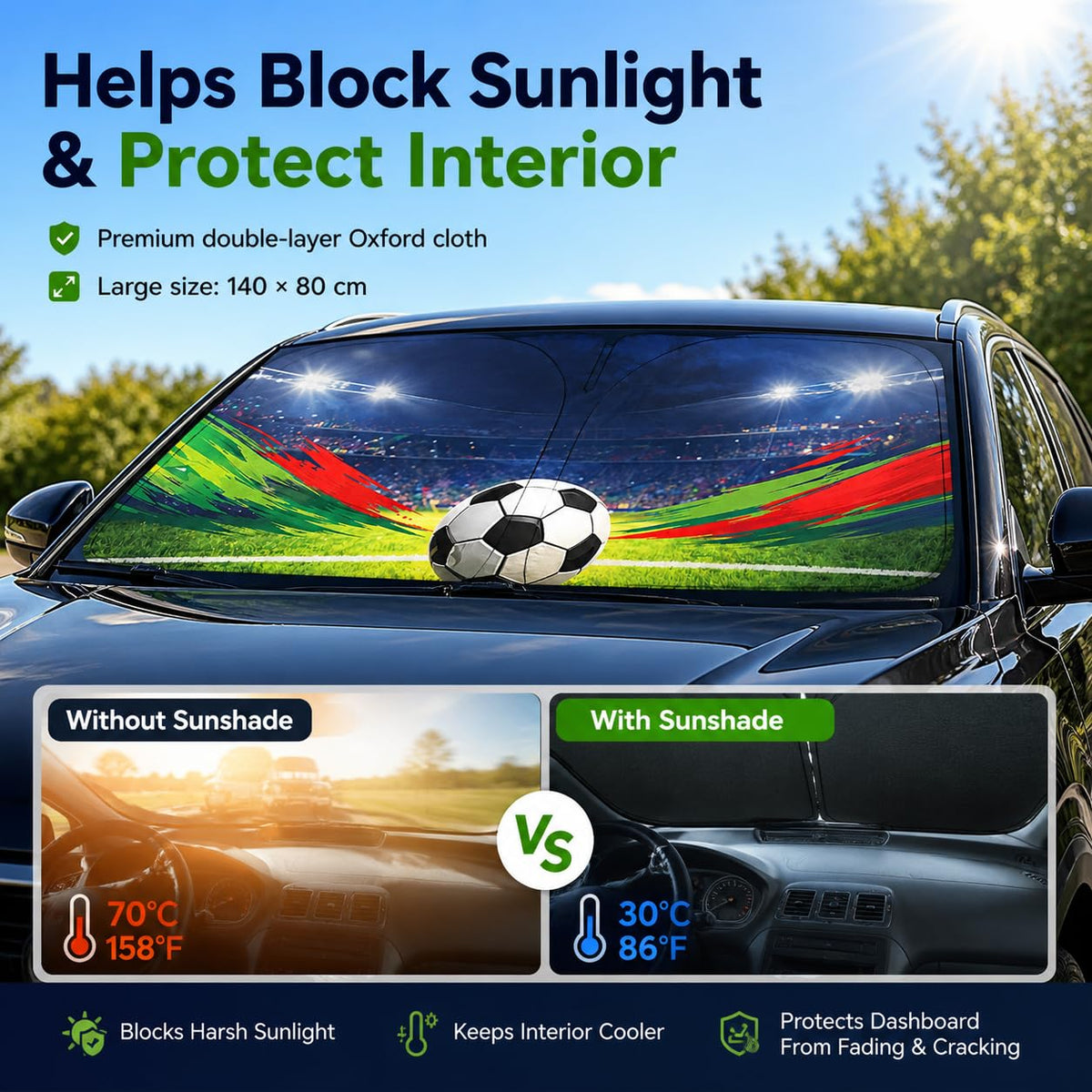 Foldable Front Window Oxford Cloth Car Sun Shade 140 x 80cm I6324