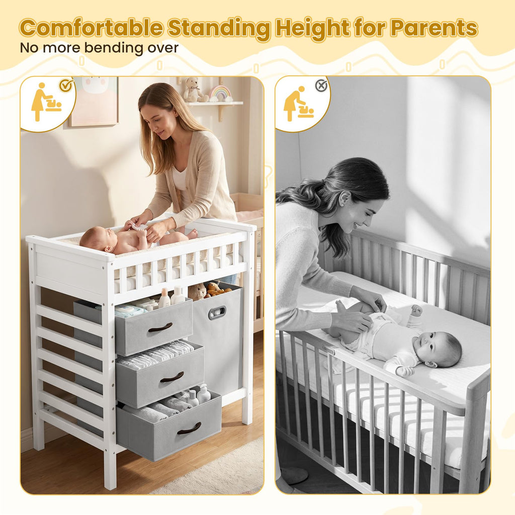 Wooden Baby Changing Table with 3 Storage Drawers O52177