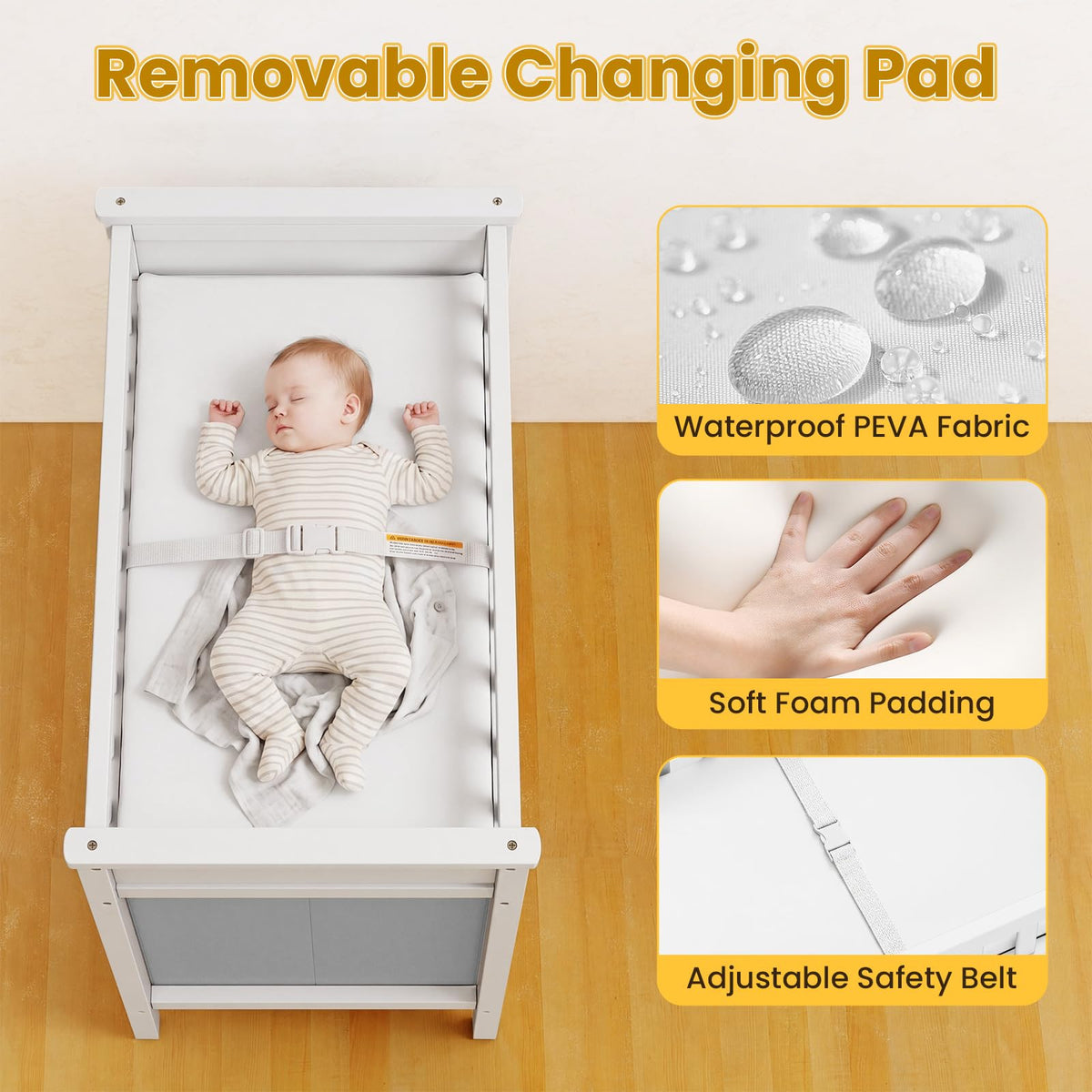 Wooden Baby Changing Table with 3 Storage Drawers O52177