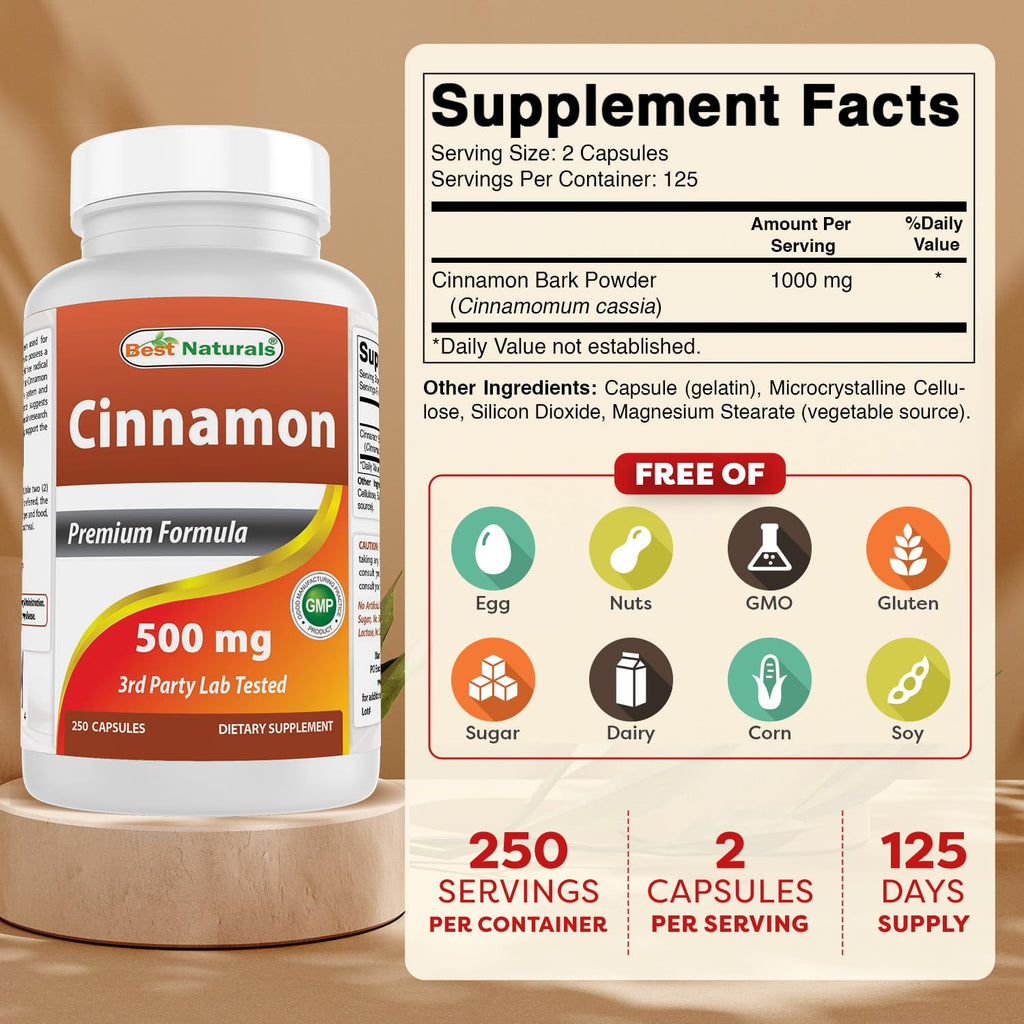 Cinnamon 500 mg 250 Capsules Pack of 2 O229080