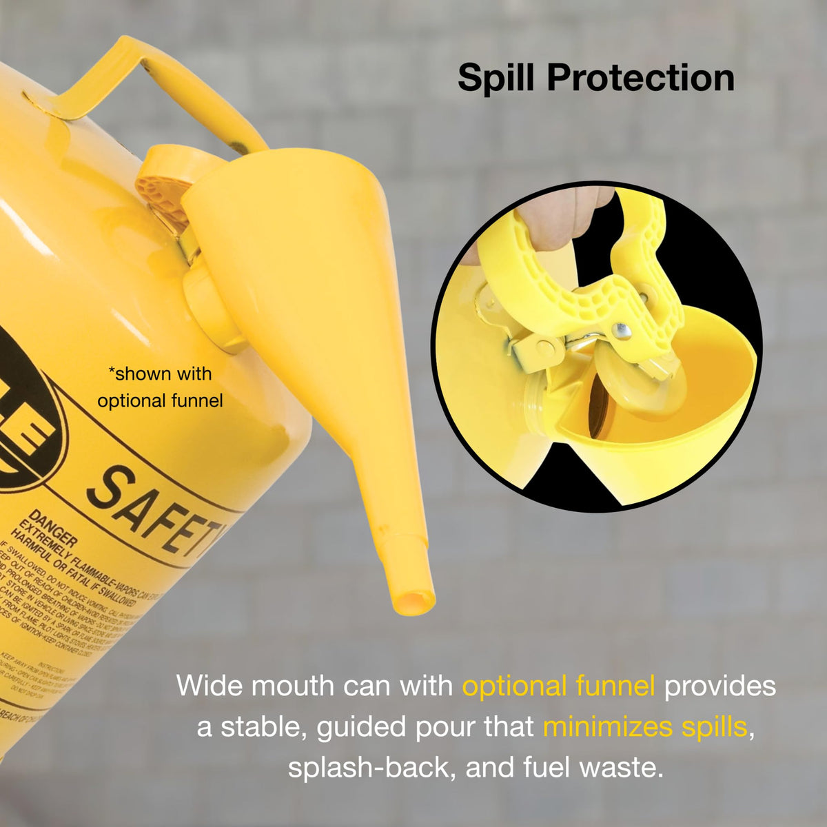 5 Gallon Type I Yellow Safety Gas Can E3847
