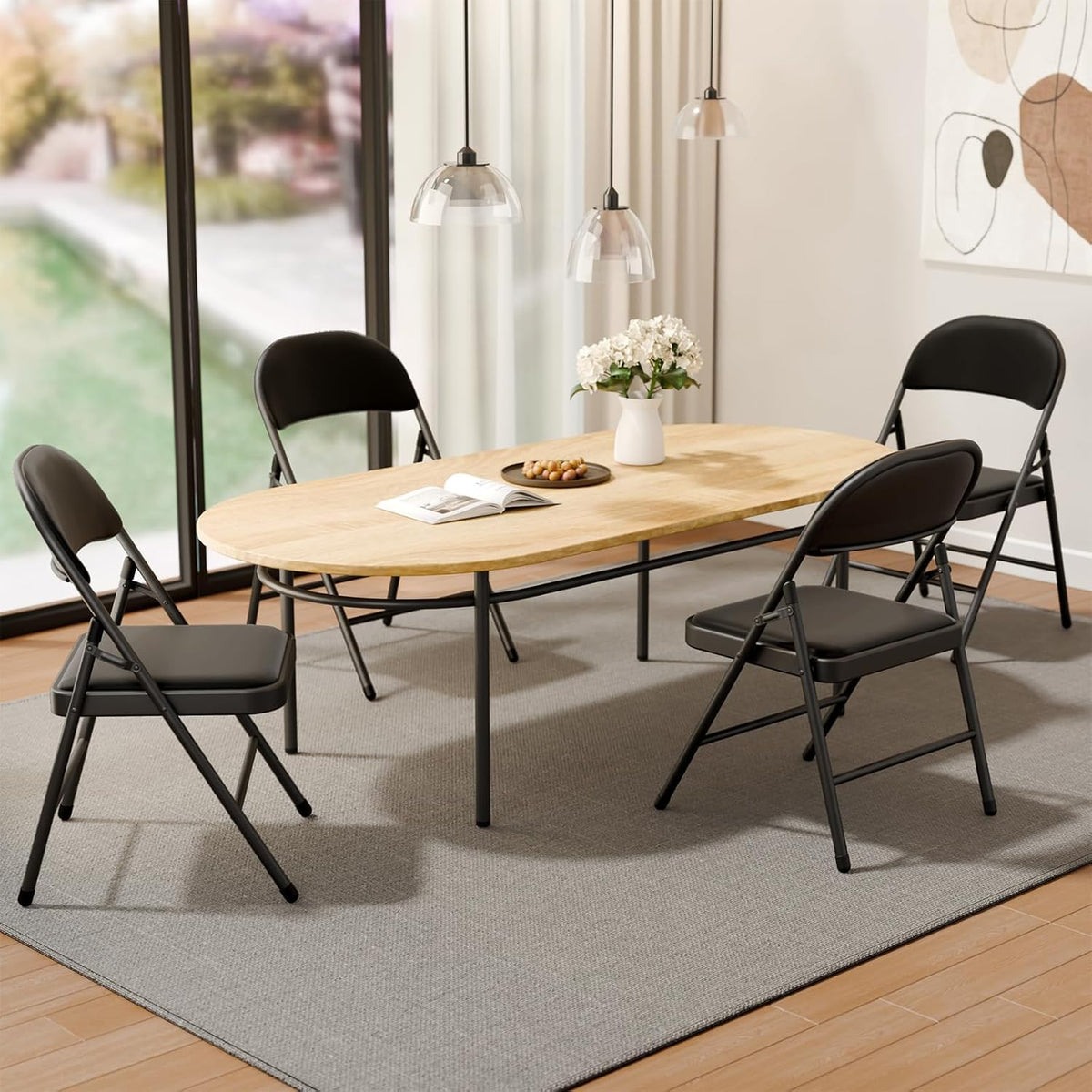 Black Folding Chairs with Padded Cushion, 10 Pack X5810
