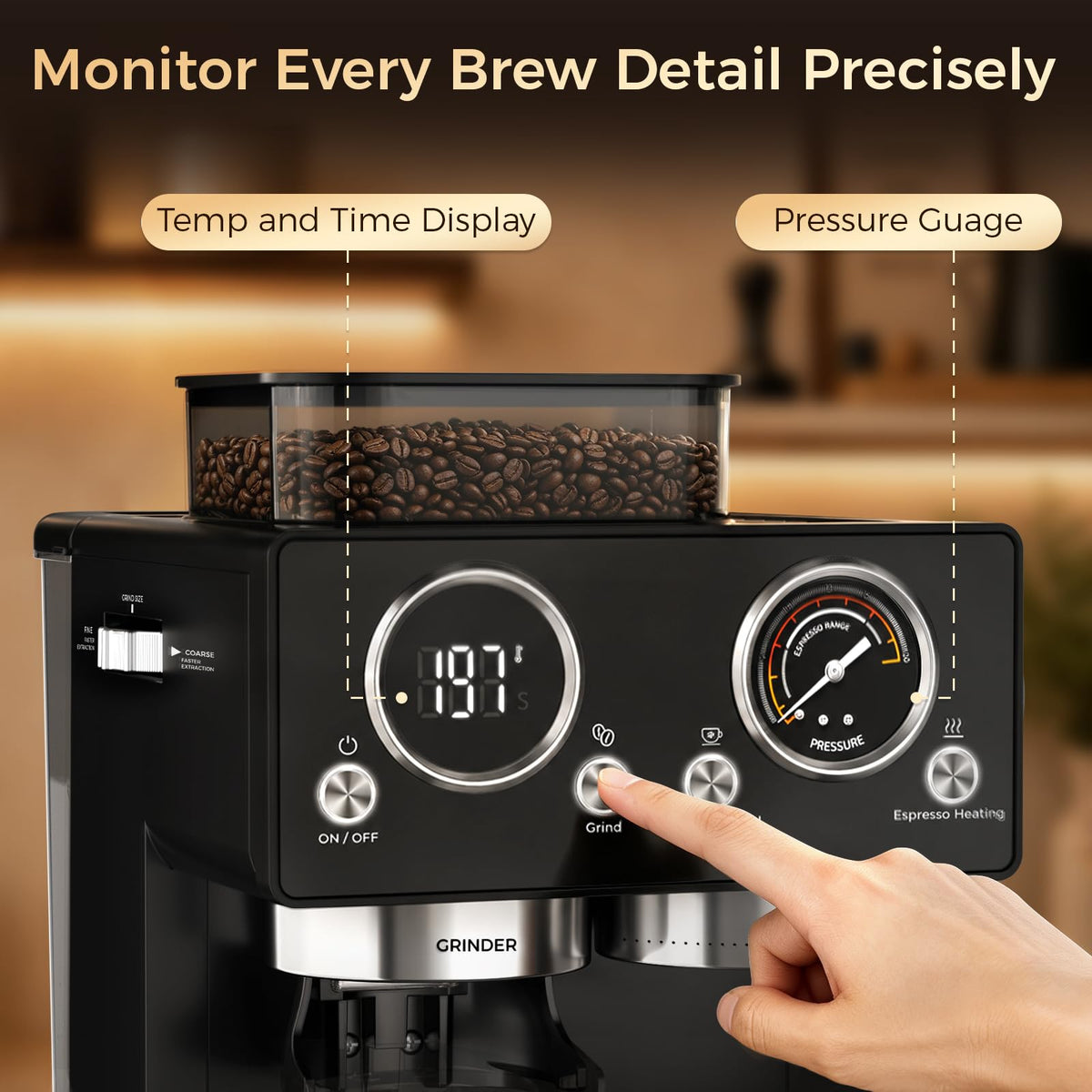 20Bar Espresso Machine with Conical Burr Grinder A154