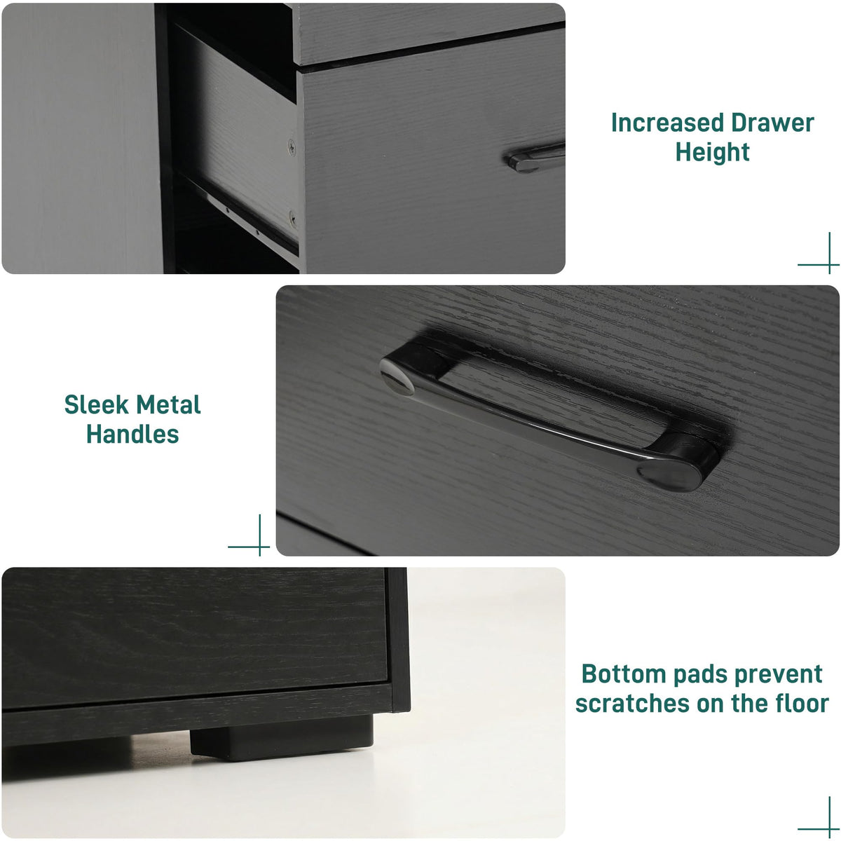 Black 9 Drawer Wood Dresser with Power Outlet and LED Lights N22577