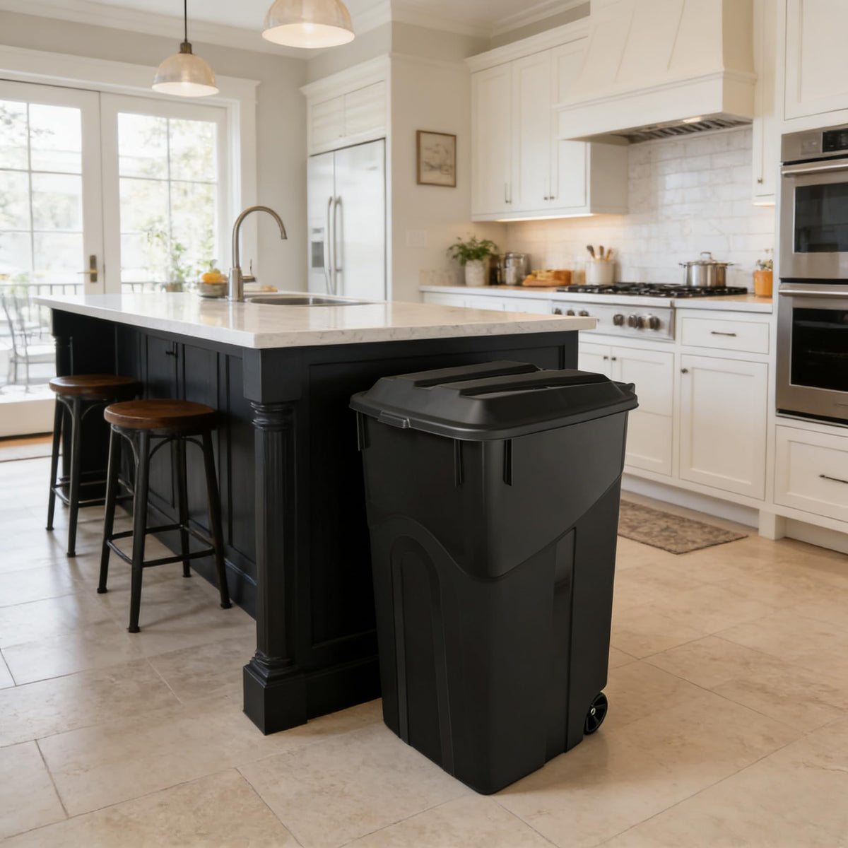 45 Gallon Outdoor Trash Can with Wheels and Lid P852648