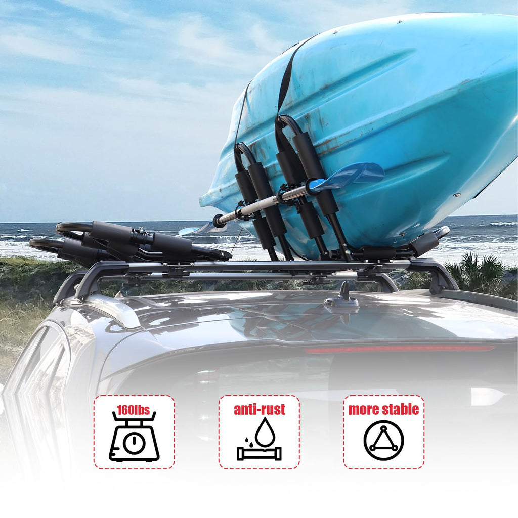 2 Pair Folding Adjustable Kayak Roof Rack V971354