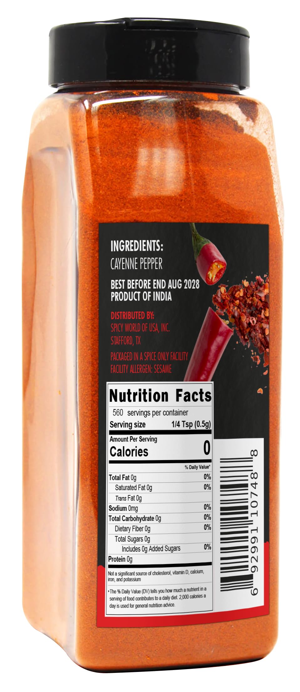 Cayenne Pepper Powder 16oz Jar 50,000 SHU Gluten Free P890