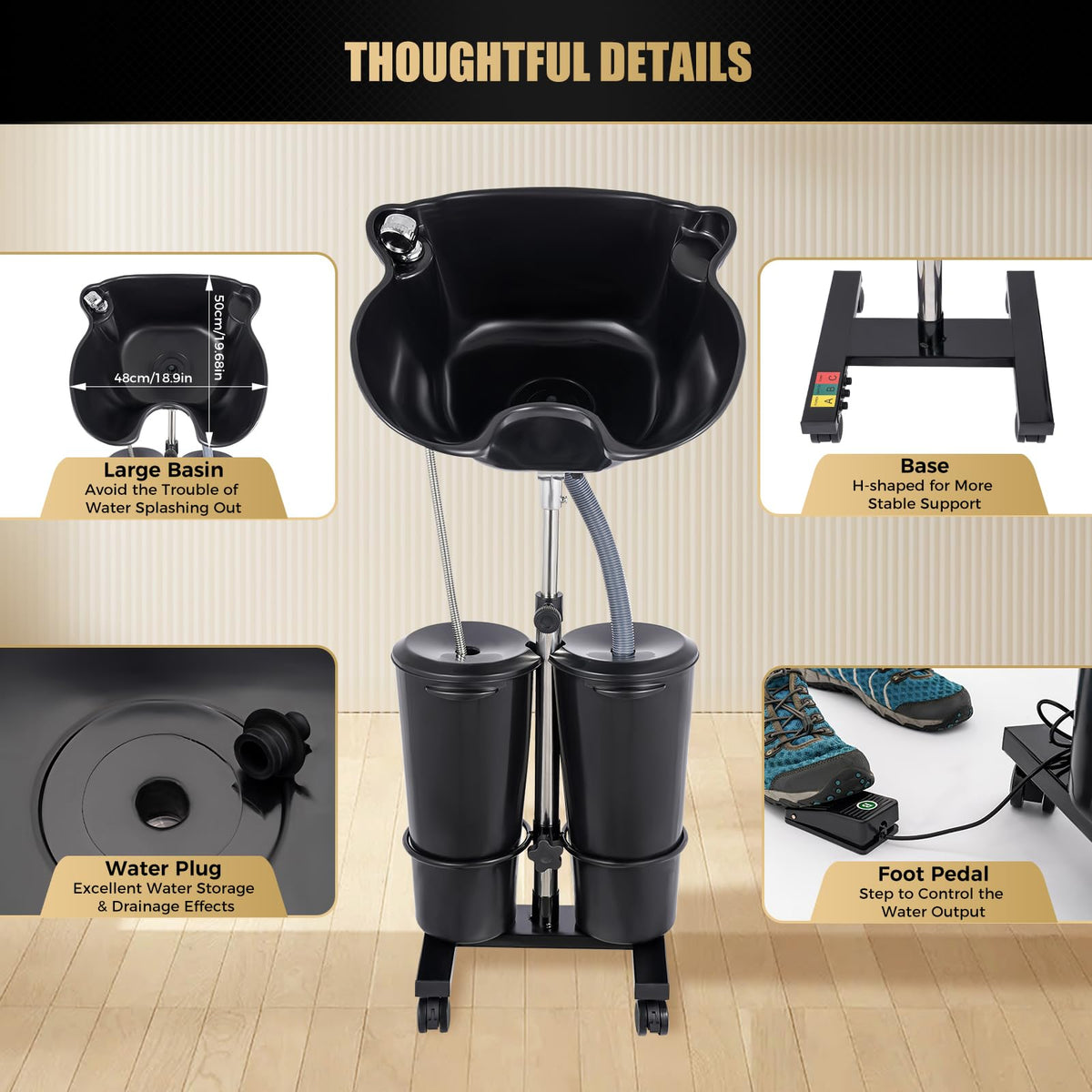 Portable Salon Shampoo Sink Basin with Electric Pump V856232
