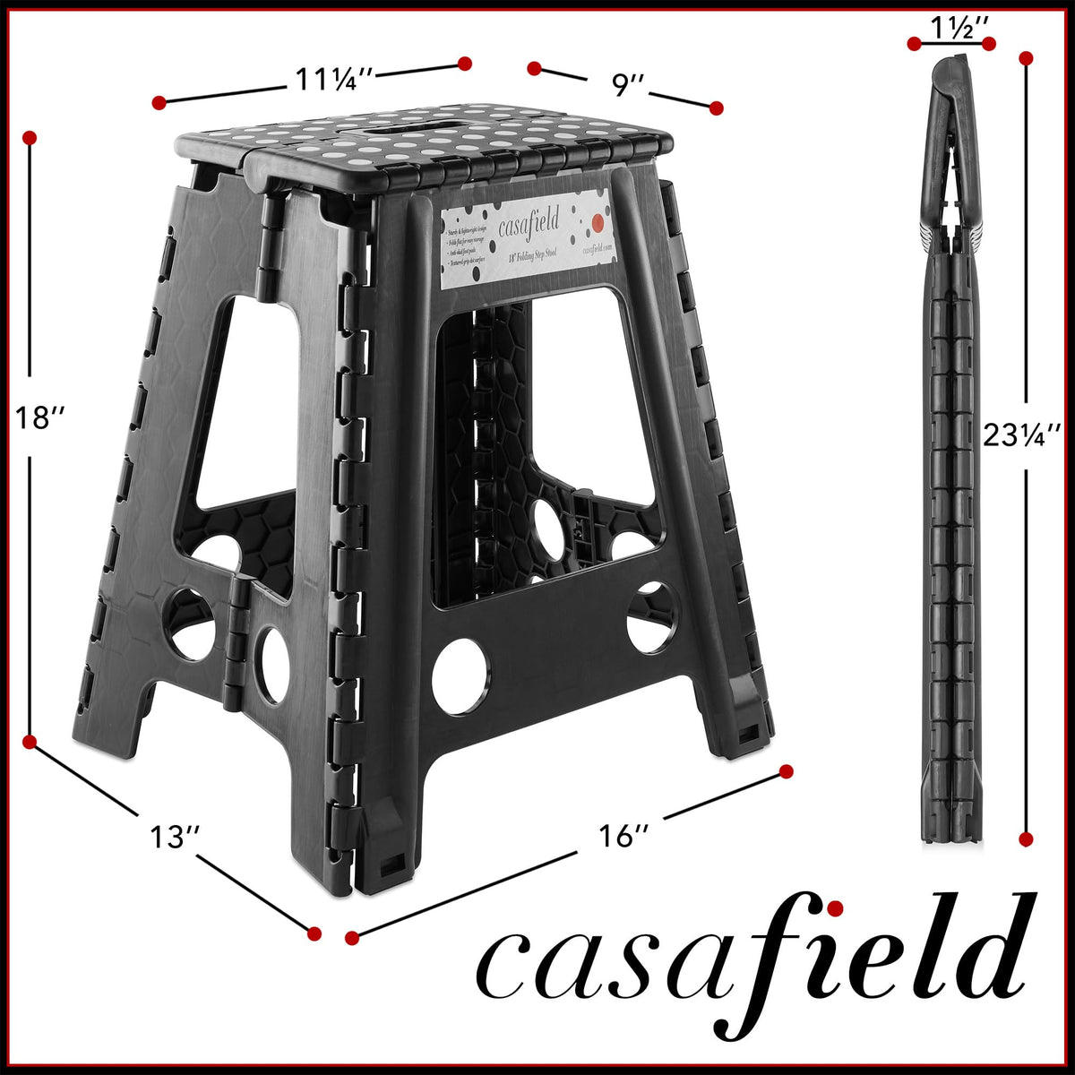 Black Set of 2 Folding Plastic Step Stool with Handle R7047