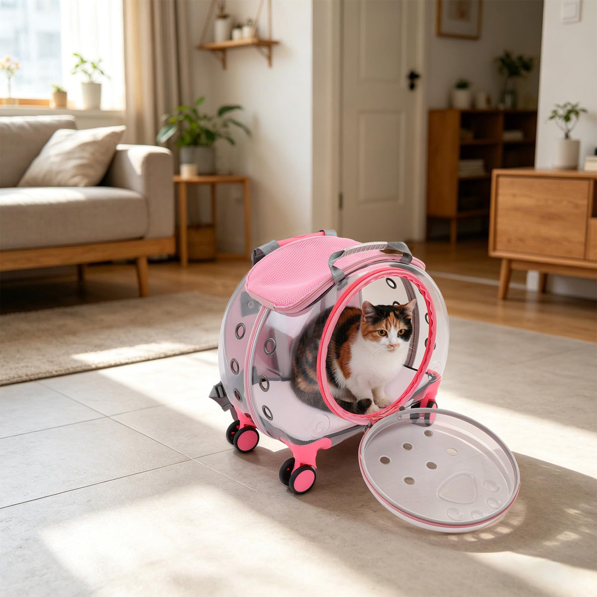 Pink Pet Trolley Case with Shock-Absorbing Wheels K86436