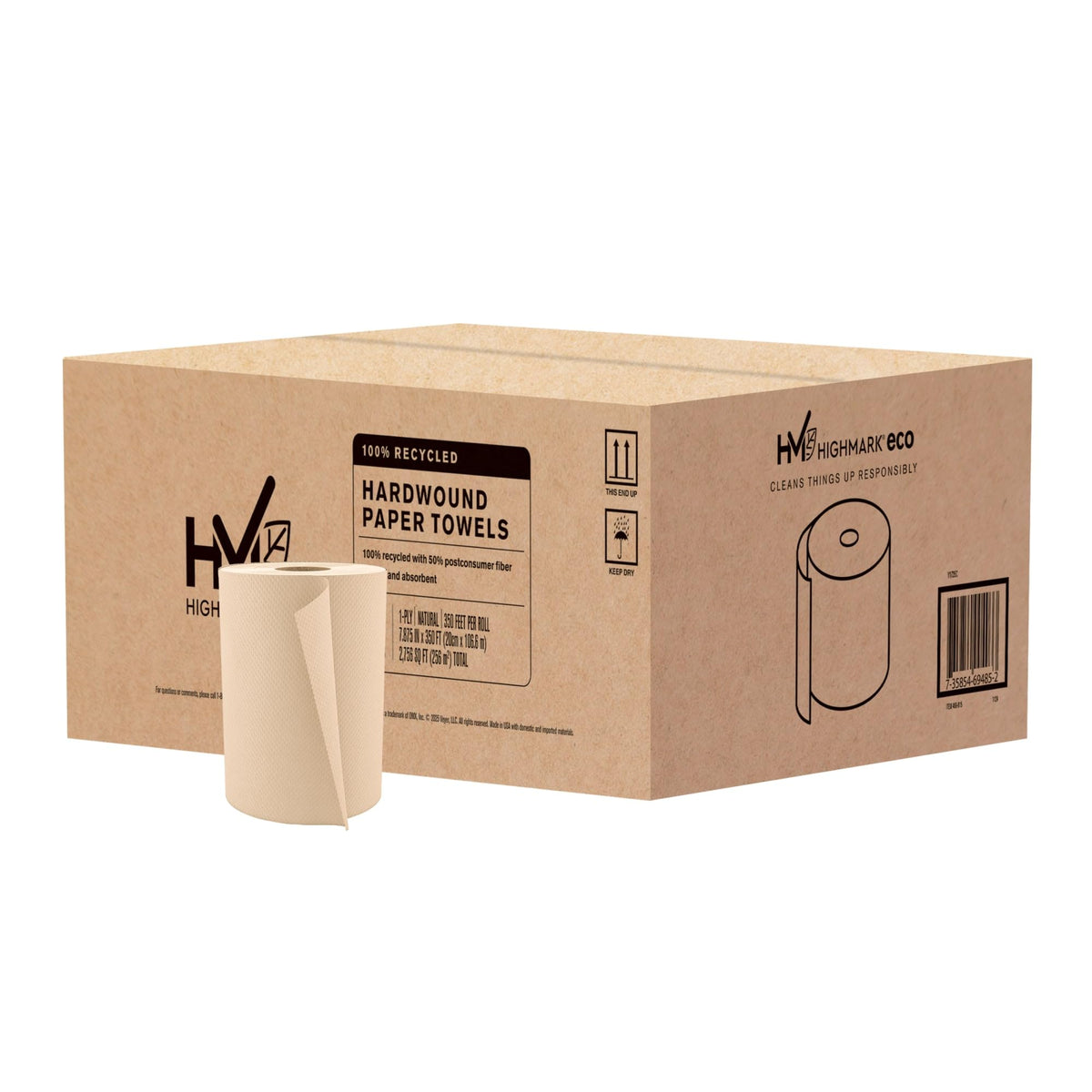 Hardwound Paper Towels, 100% Recycled, Natural, 12 Rolls F228