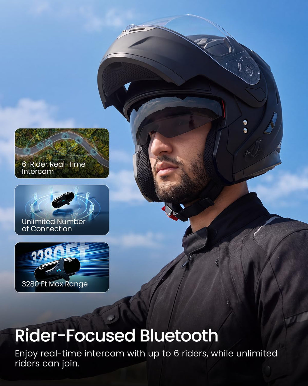 Bluetooth Integrated Modular Motorcycle Helmet S46224