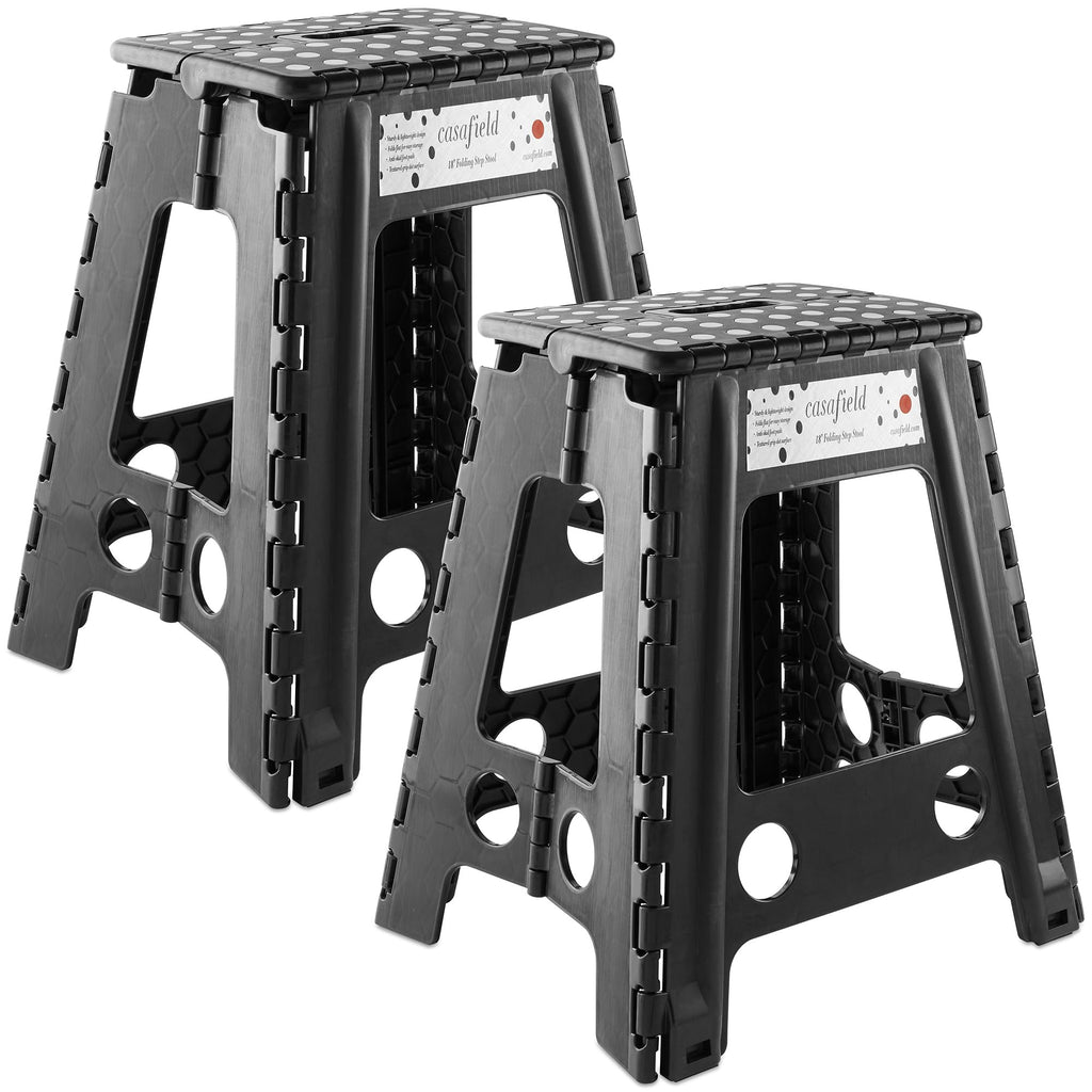 Black Set of 2 Folding Plastic Step Stool with Handle R7047