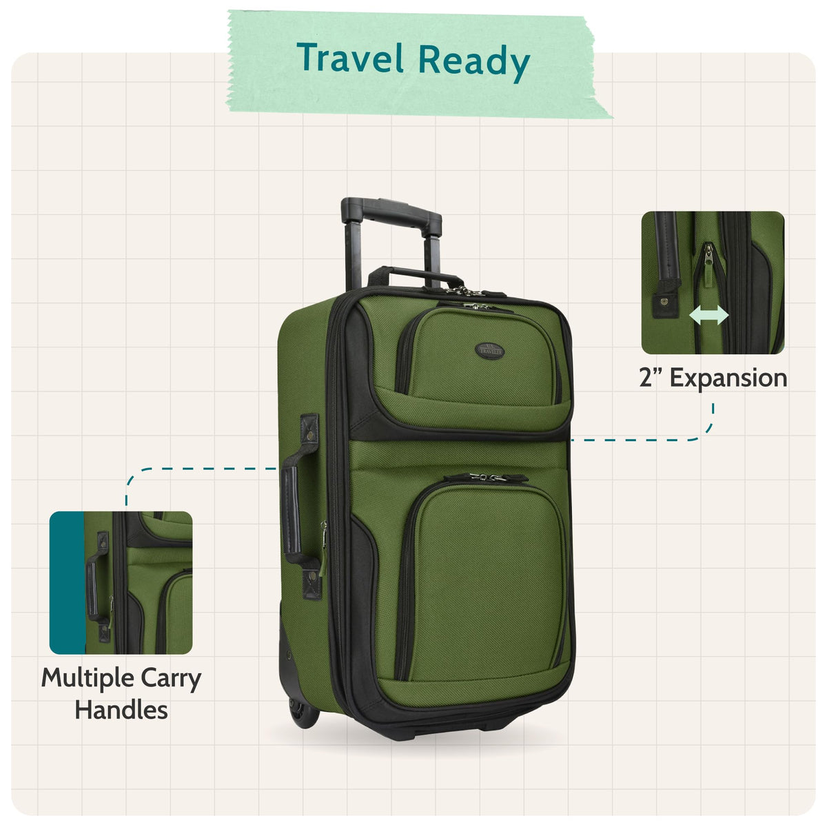 Lightweight Softside Rolling Carry-on Suitcase M2885
