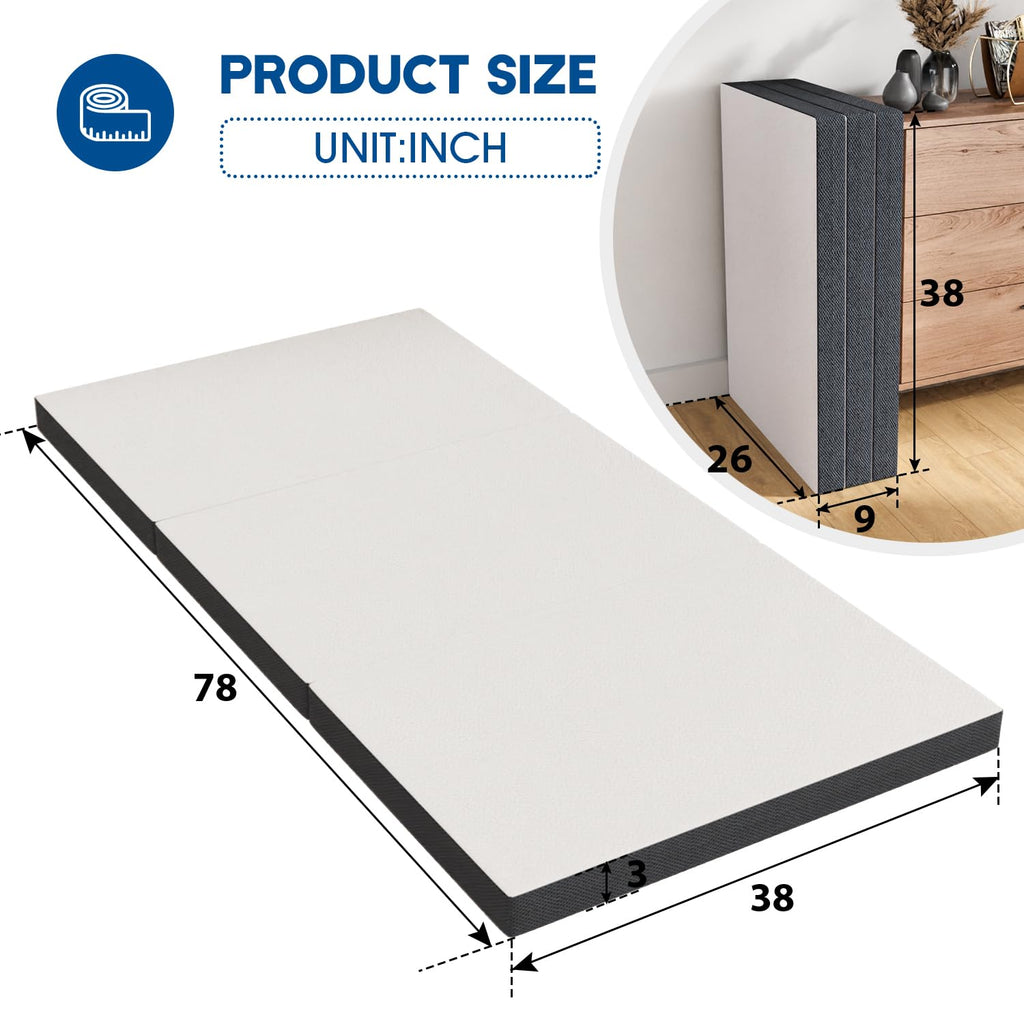 3 Inch Twin XL Tri Fold Memory Foam Mattress Q7863