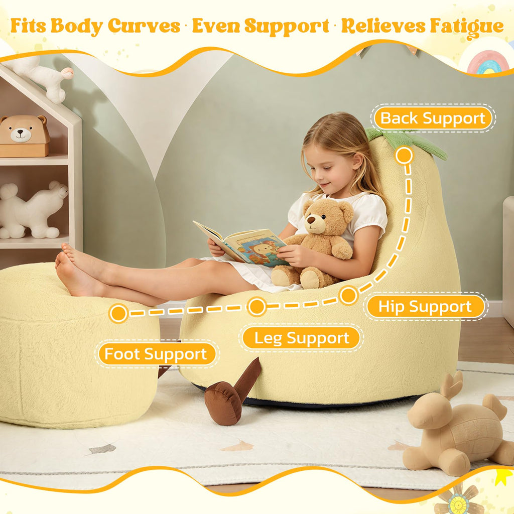 Yellow Faux Rabbit Fur Memory Foam Bean Bag Chair Q64473