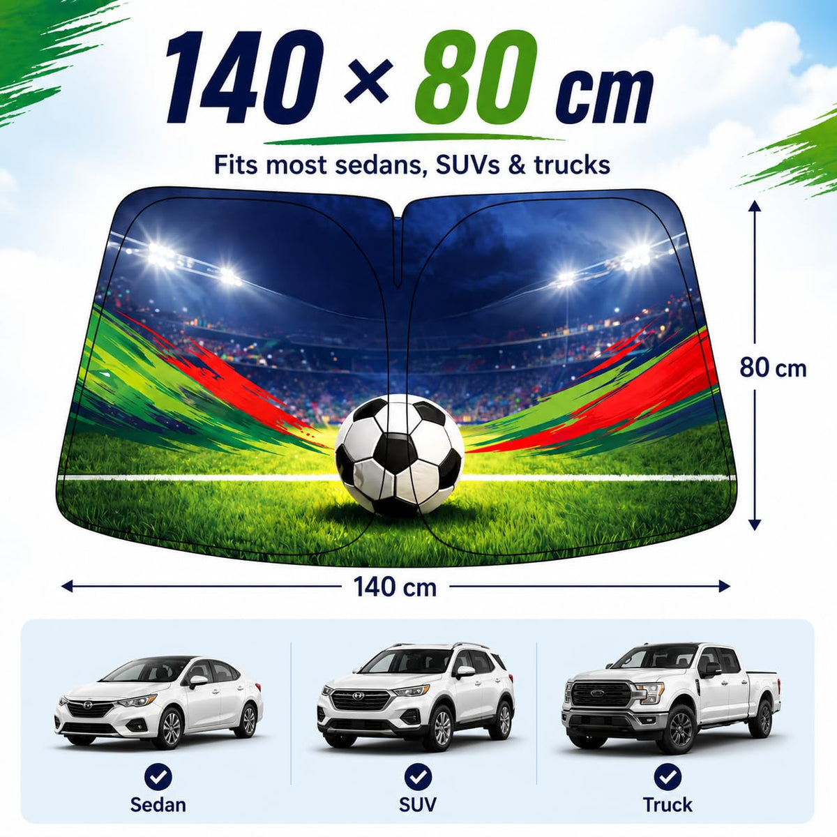 Foldable Front Window Oxford Cloth Car Sun Shade 140 x 80cm I6324
