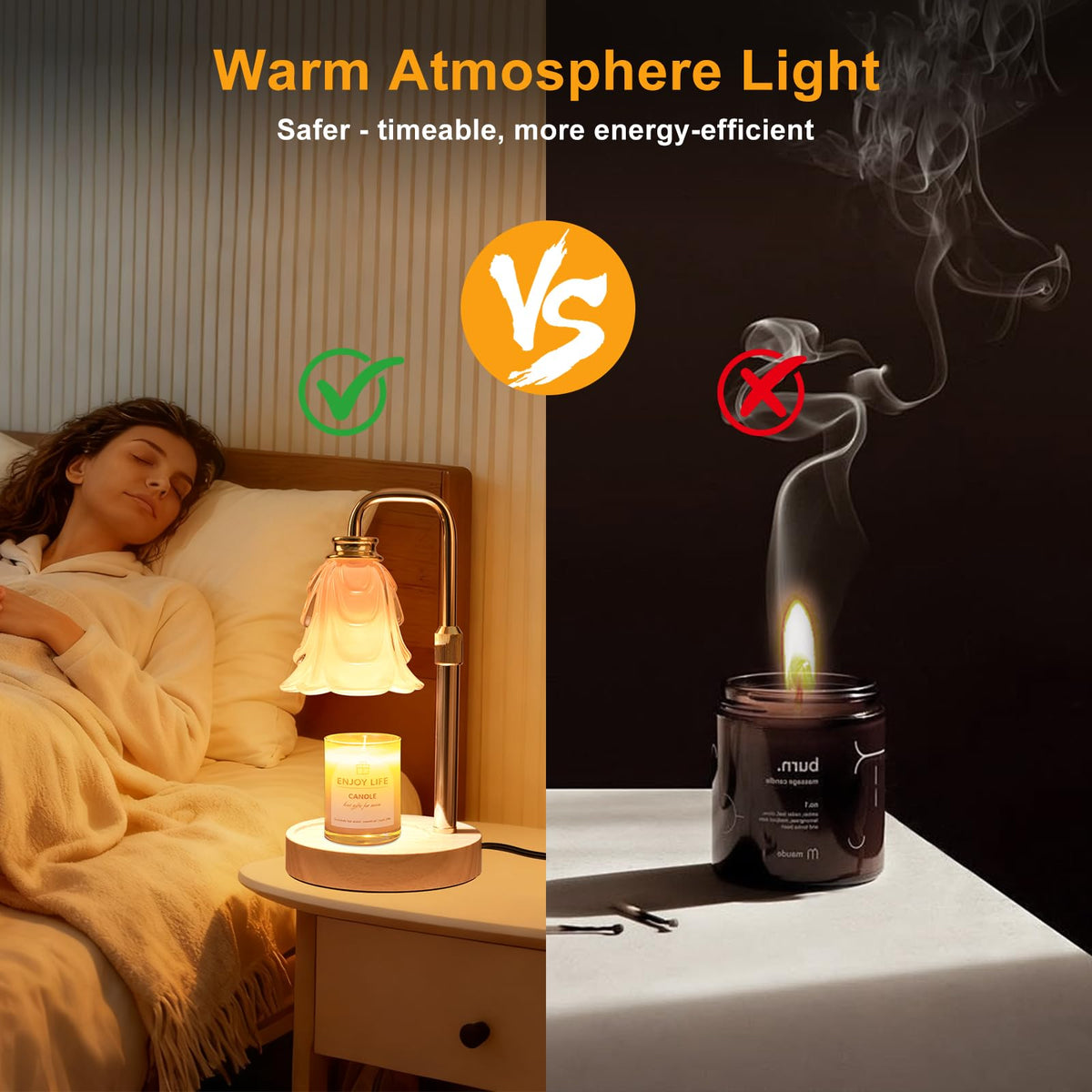 Adjustable Height Candle Warmer Lamp with Timer and Dimmer X8513