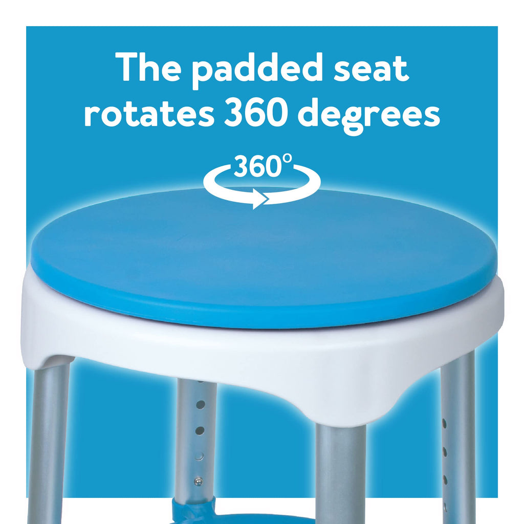Adjustable Rotating Bath and Shower Stool with Storage Tray I182