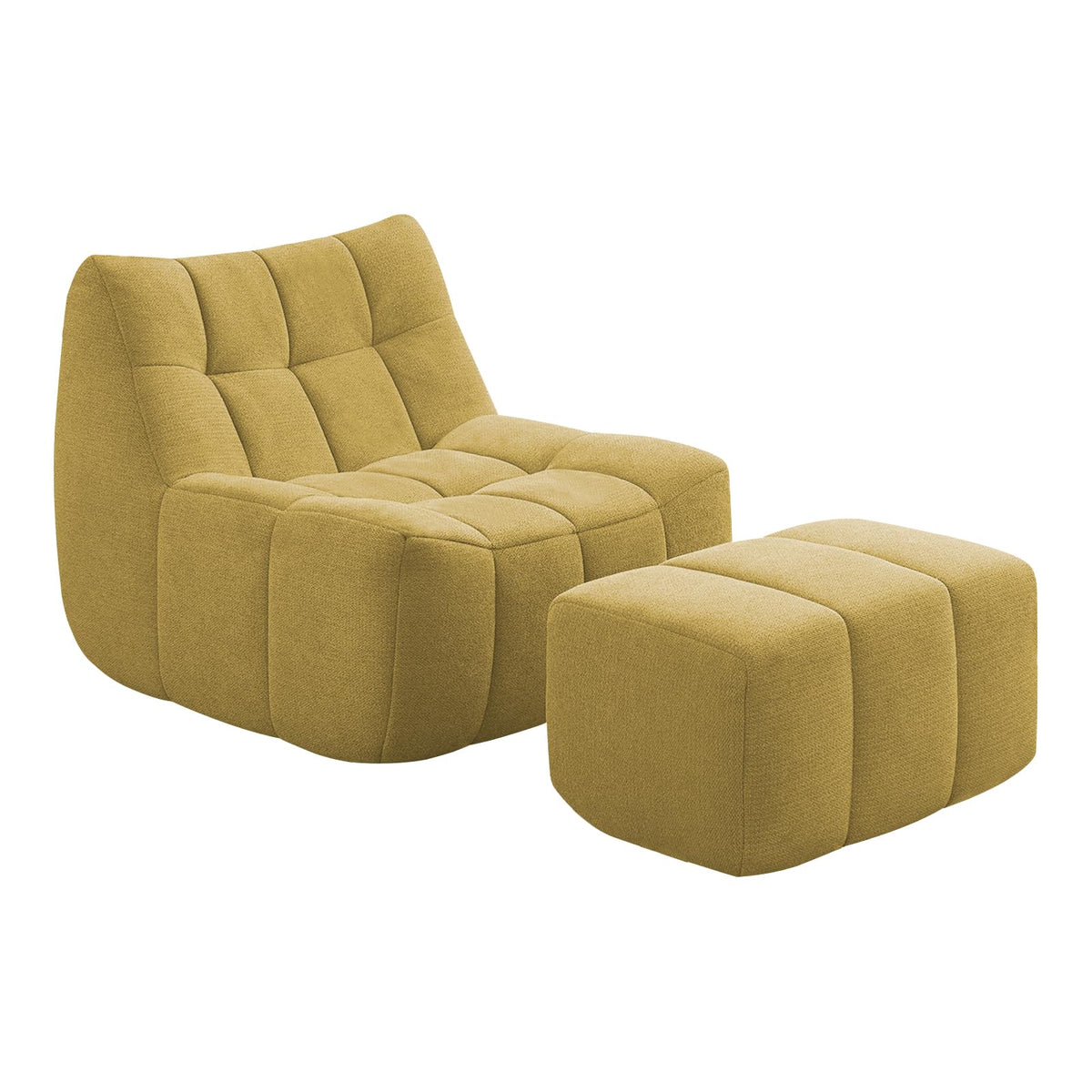 Yellow Memory Foam Bean Bag Chair with Ottoman Y901