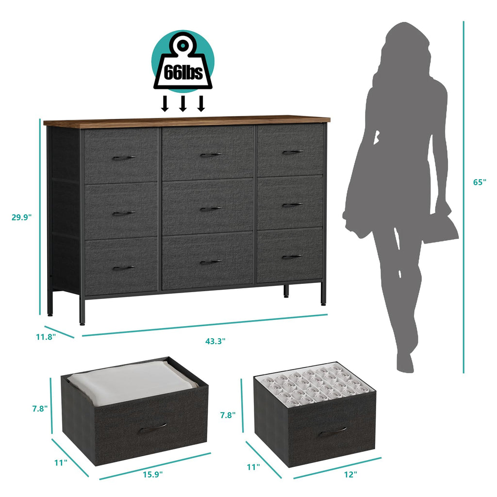 Black 9 Drawer Dresser C797