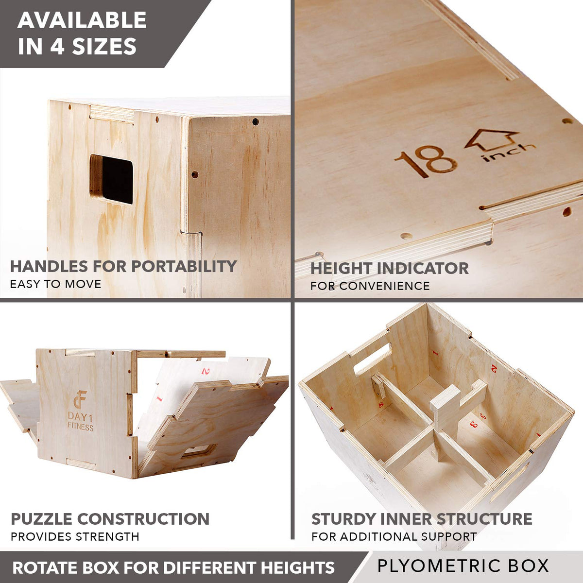 Wood Plyometric Box 30/24/20 3-in-1 Non-Slip V257