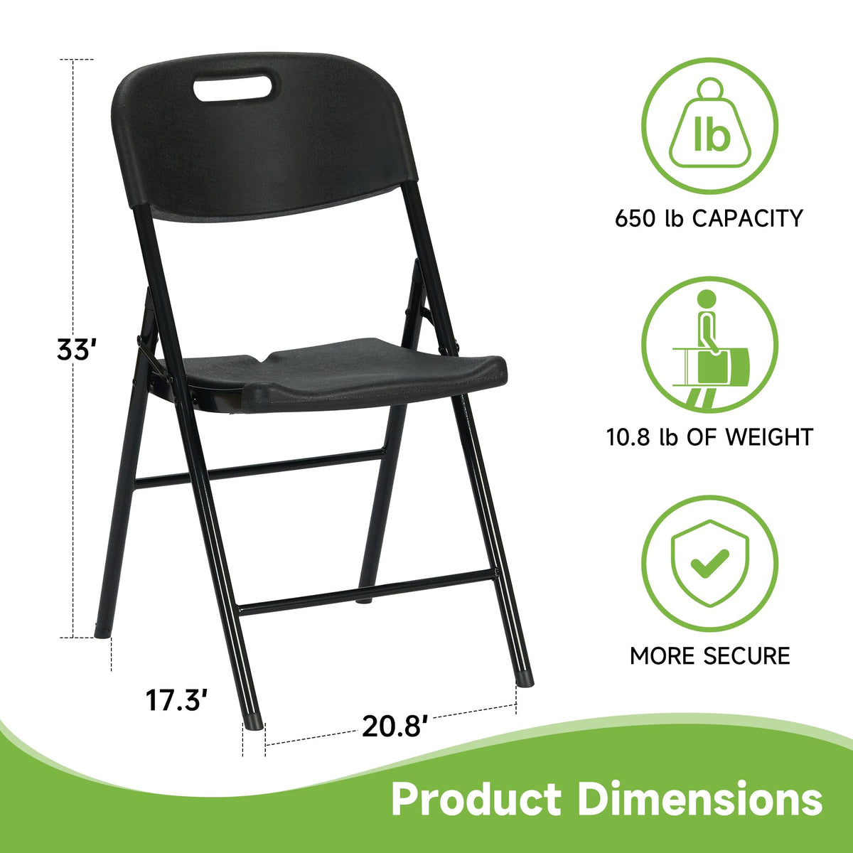 Black Plastic Folding Chair Set of 10 X99708