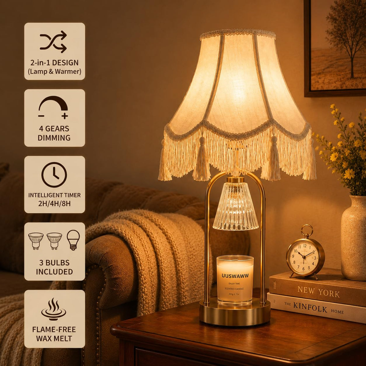 Dimmable Table Lamp and Candle Warmer Set of 2 V8489