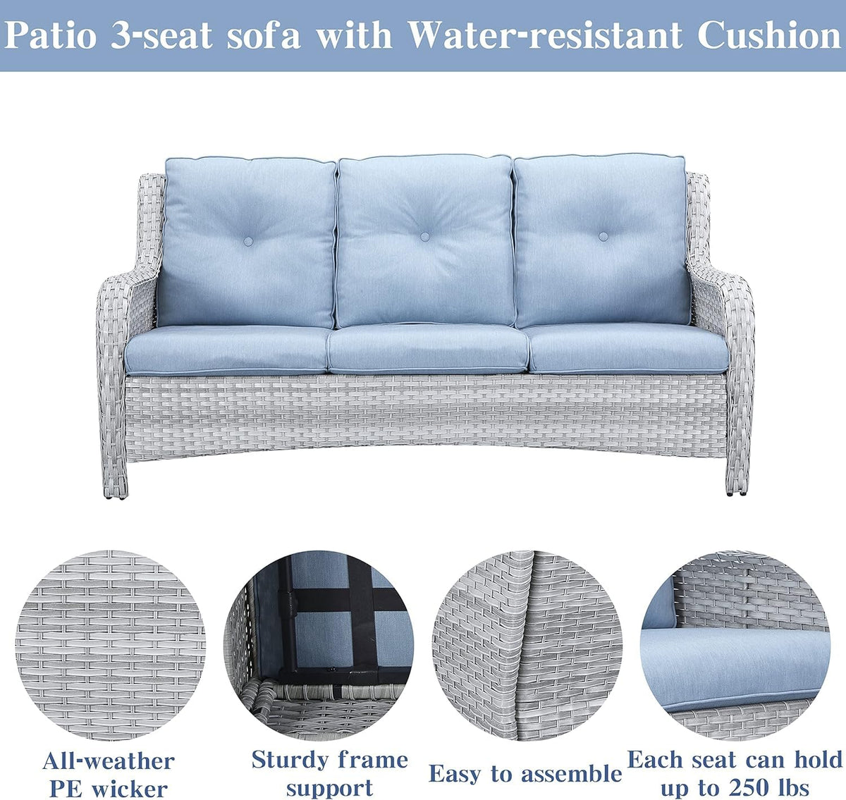 8 Piece Wicker Patio Furniture Conversation Set with Swivel Rocker Chairs, Sofa, Ottomans and Coffee Table K755480