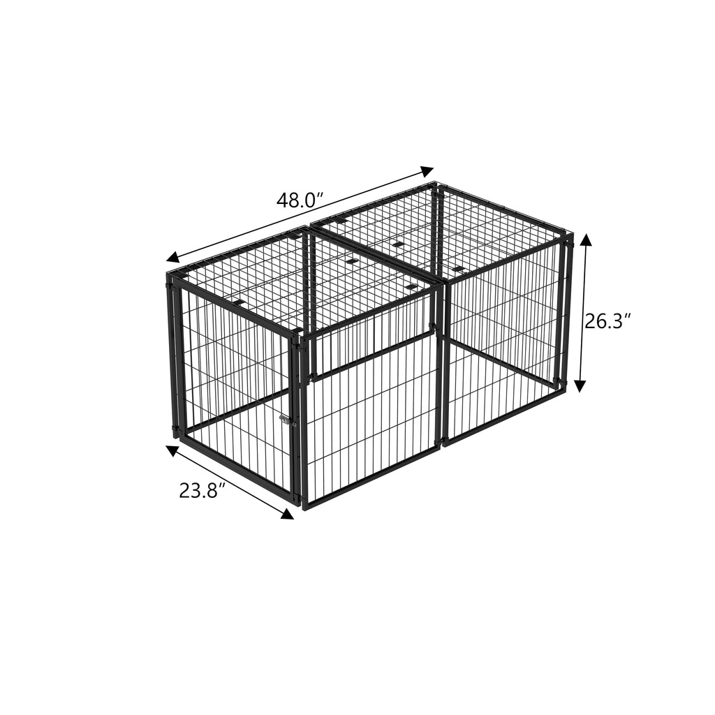 48 Inch Black Metal Dog Crate with Removable Top Cover L3774