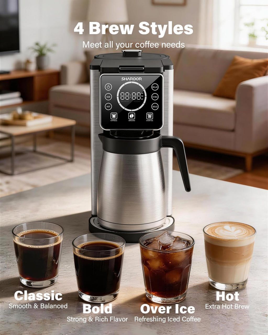 Single Serve & Carafe Coffee Maker, 6-24oz, Thermal Carafe M9366