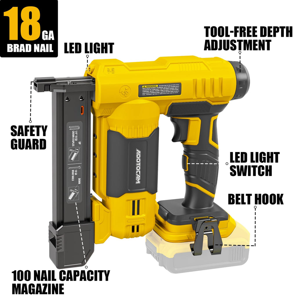 Cordless Brad Nailer 2 in 1 Nail Gun with 1000 Nails and 500 Staples U6464
