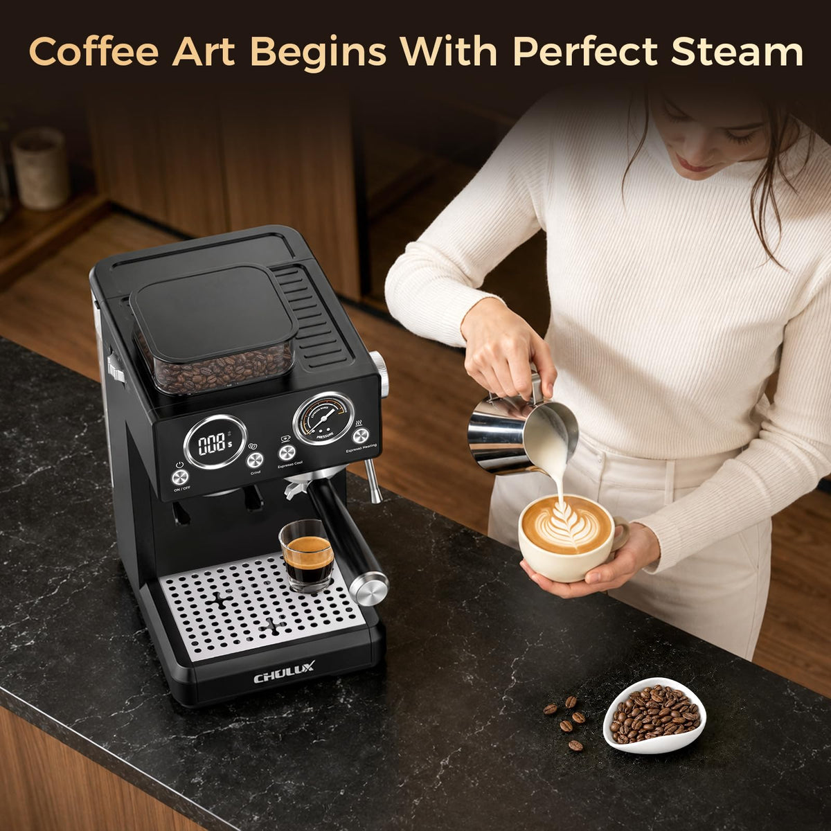 20Bar Espresso Machine with Conical Burr Grinder A154