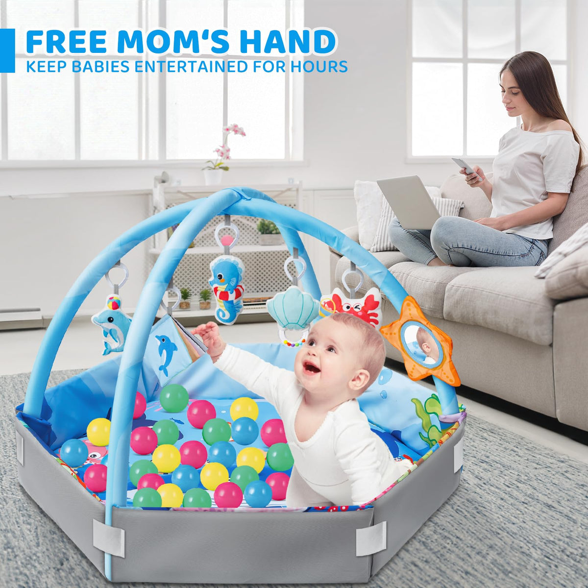 8-in-1 Washable Baby Gym Play Mat & Ball Pit H78518