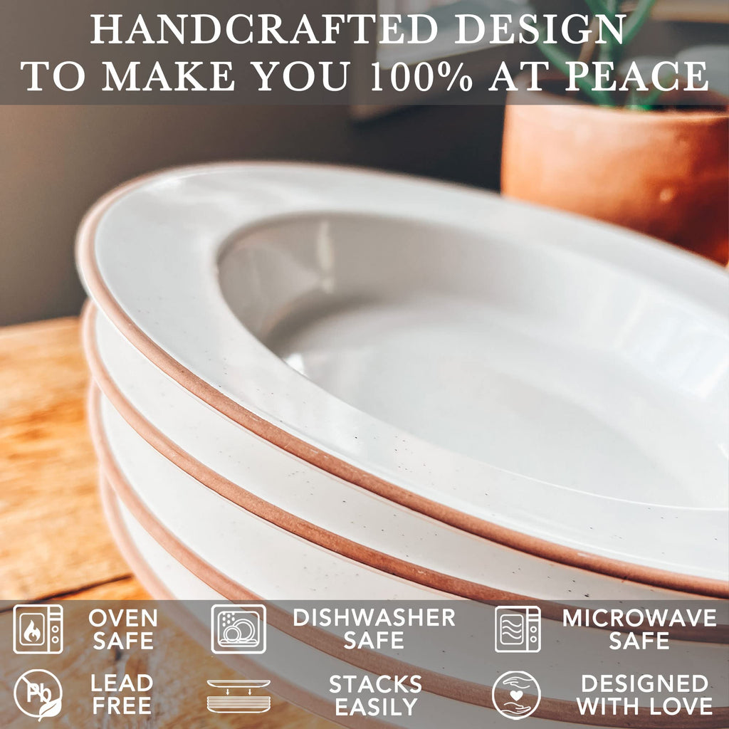 Ceramic Wide Rimmed Soup Bowl 25oz Set of 4 C2617