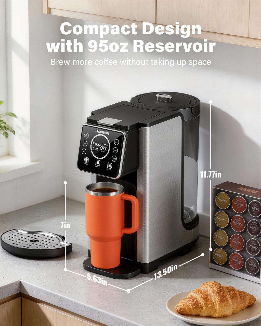 Single Serve & Carafe Coffee Maker, 6-24oz, Thermal Carafe M9366
