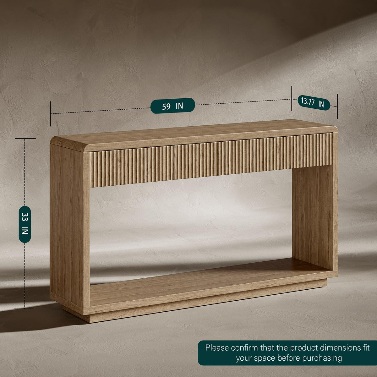 59'' Oak Console Table with Drawers V99247