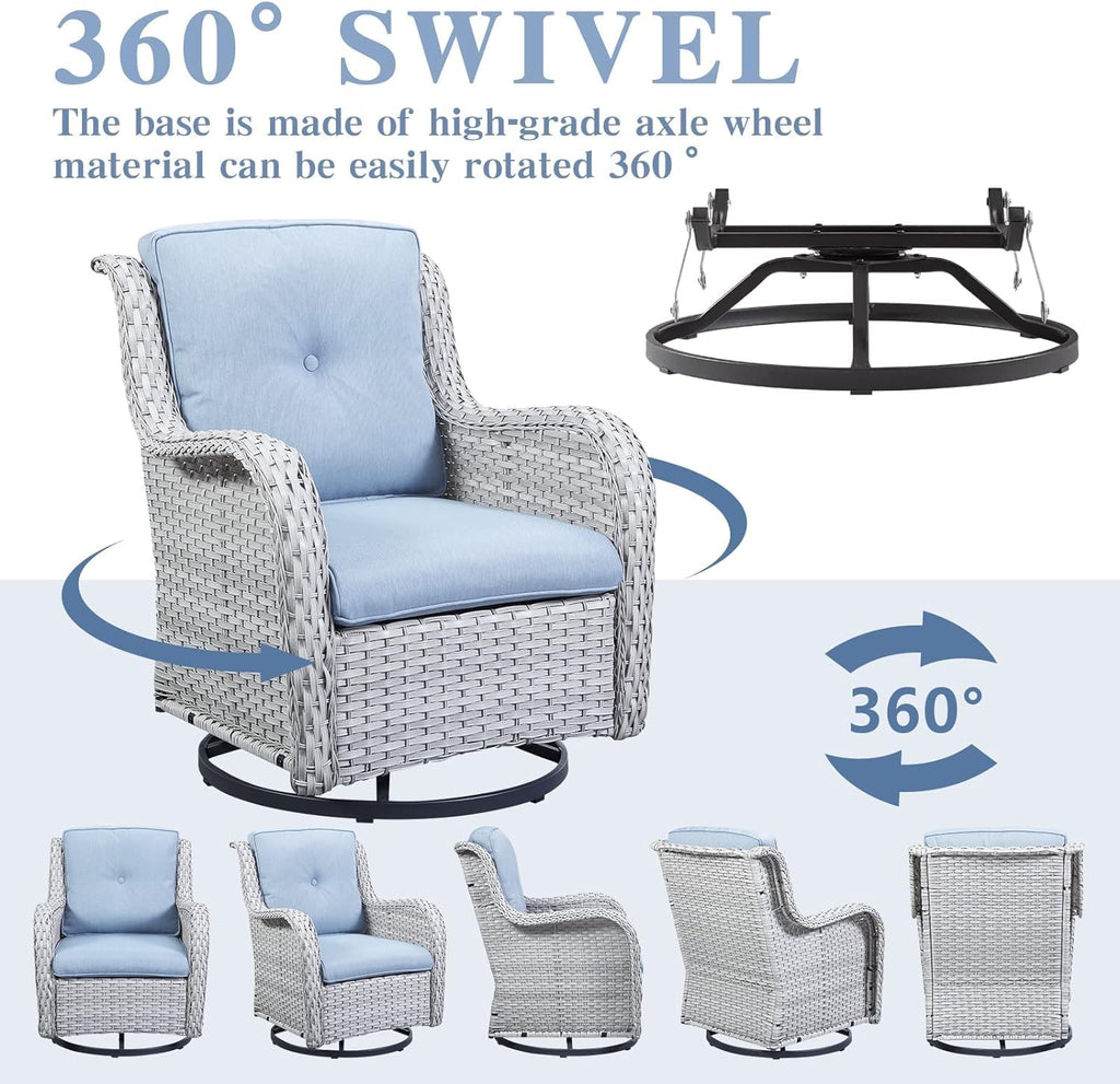 8 Piece Wicker Patio Furniture Conversation Set with Swivel Rocker Chairs, Sofa, Ottomans and Coffee Table K755480