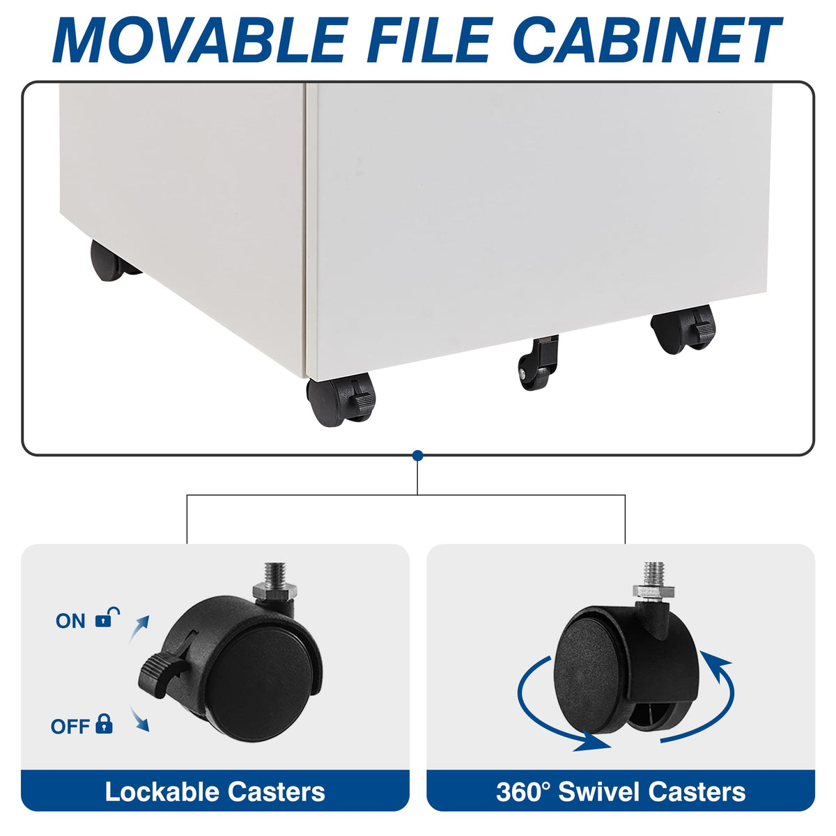 White 3 Drawer Metal File Cabinet with Lock V961708